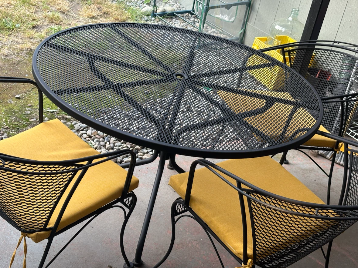 Black Metal Patio Table with 3 Chairs - photo 2