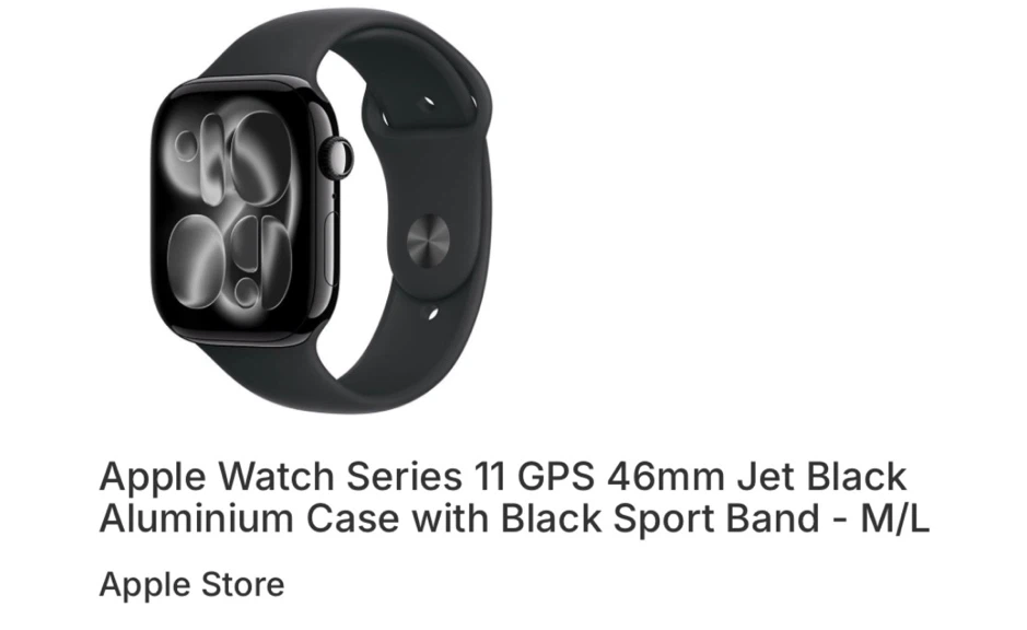 Apple Watch Series 11 GPS 46mm Jet Black