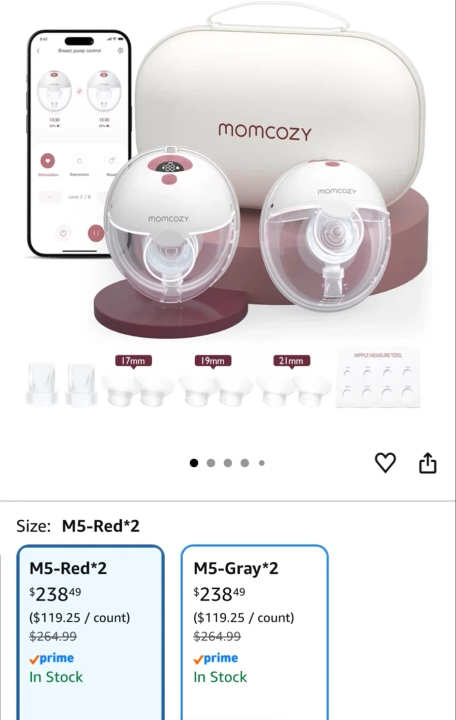 Momcozy M5 Wearable Double Electric Breast Pump 2-Pack