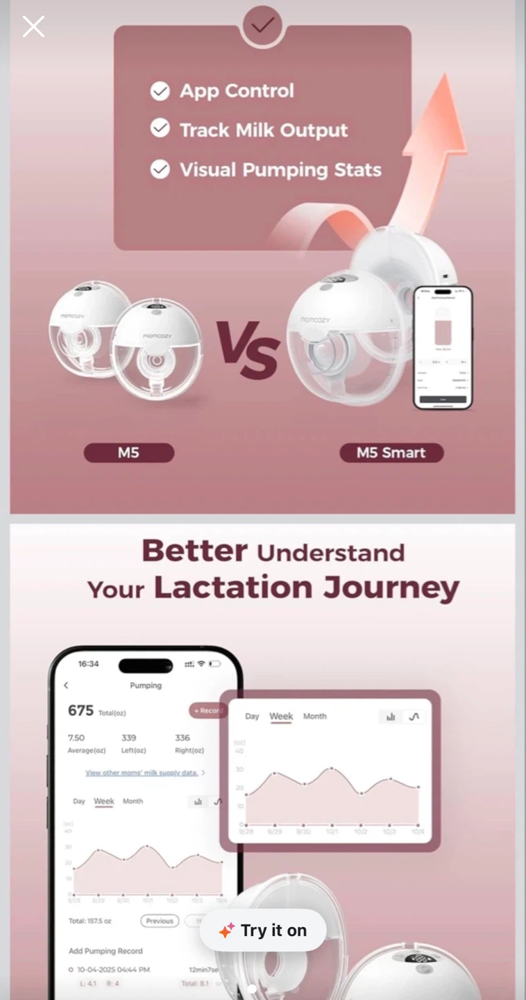 Momcozy M5 Wearable Double Electric Breast Pump 2-Pack - photo 2