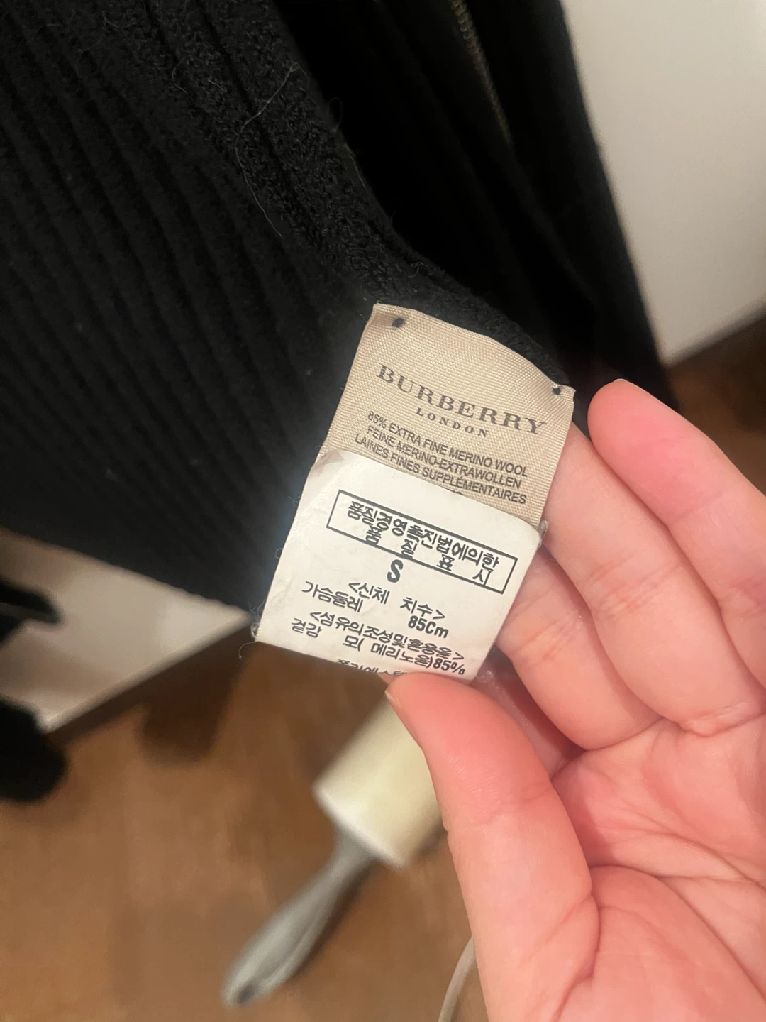 Vintage Burberry Black Merino Wool Zip-Up Sweater - photo 3
