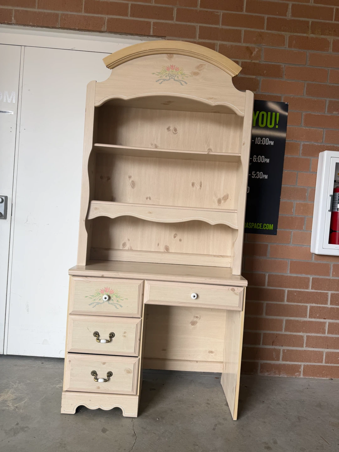 Desk with drawers and hutch