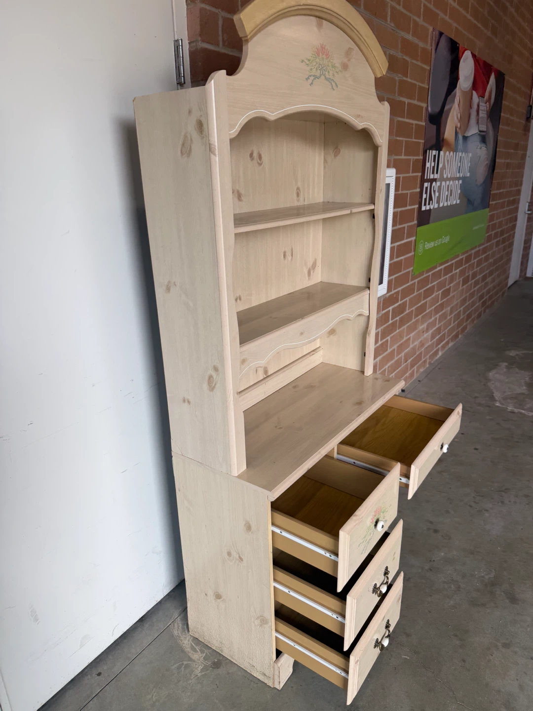 Desk with drawers and hutch - photo 5