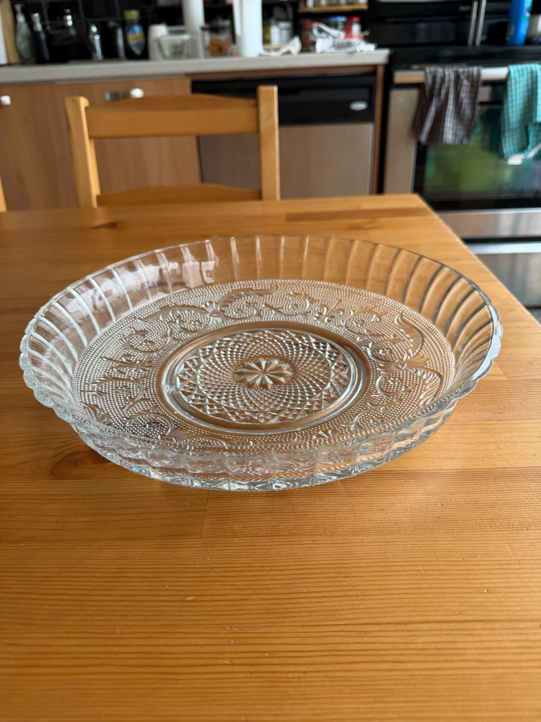 12” Clear Glass Serving Platter( heavy!)