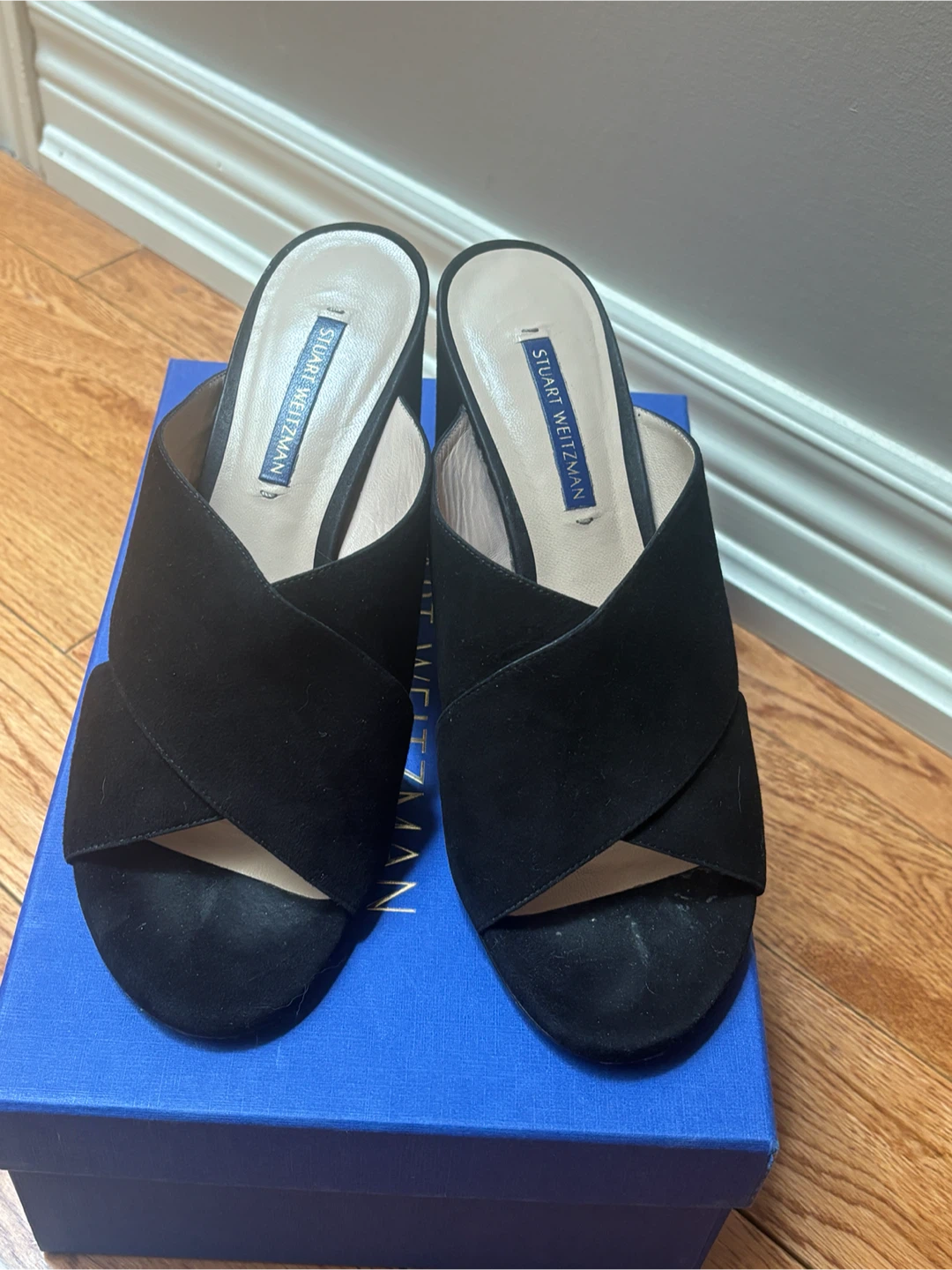 Stuart Weitzman Black Suede Mule Heels - Size 8.5