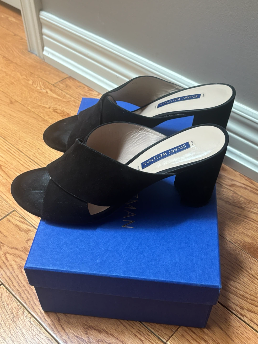 Stuart Weitzman Black Suede Mule Heels - Size 8.5 - photo 2