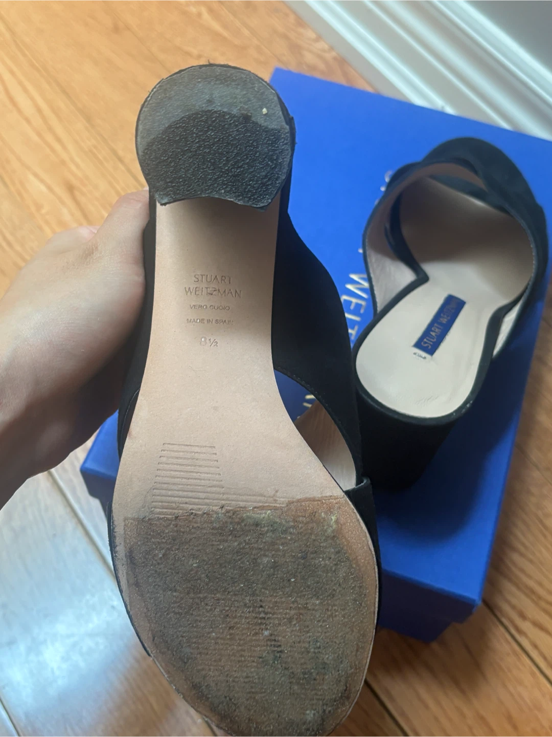 Stuart Weitzman Black Suede Mule Heels - Size 8.5 - photo 5