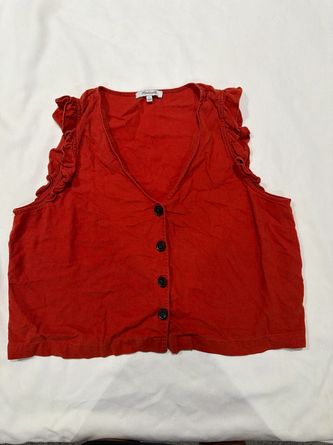 Madewell Red Button-Up Top Size 6