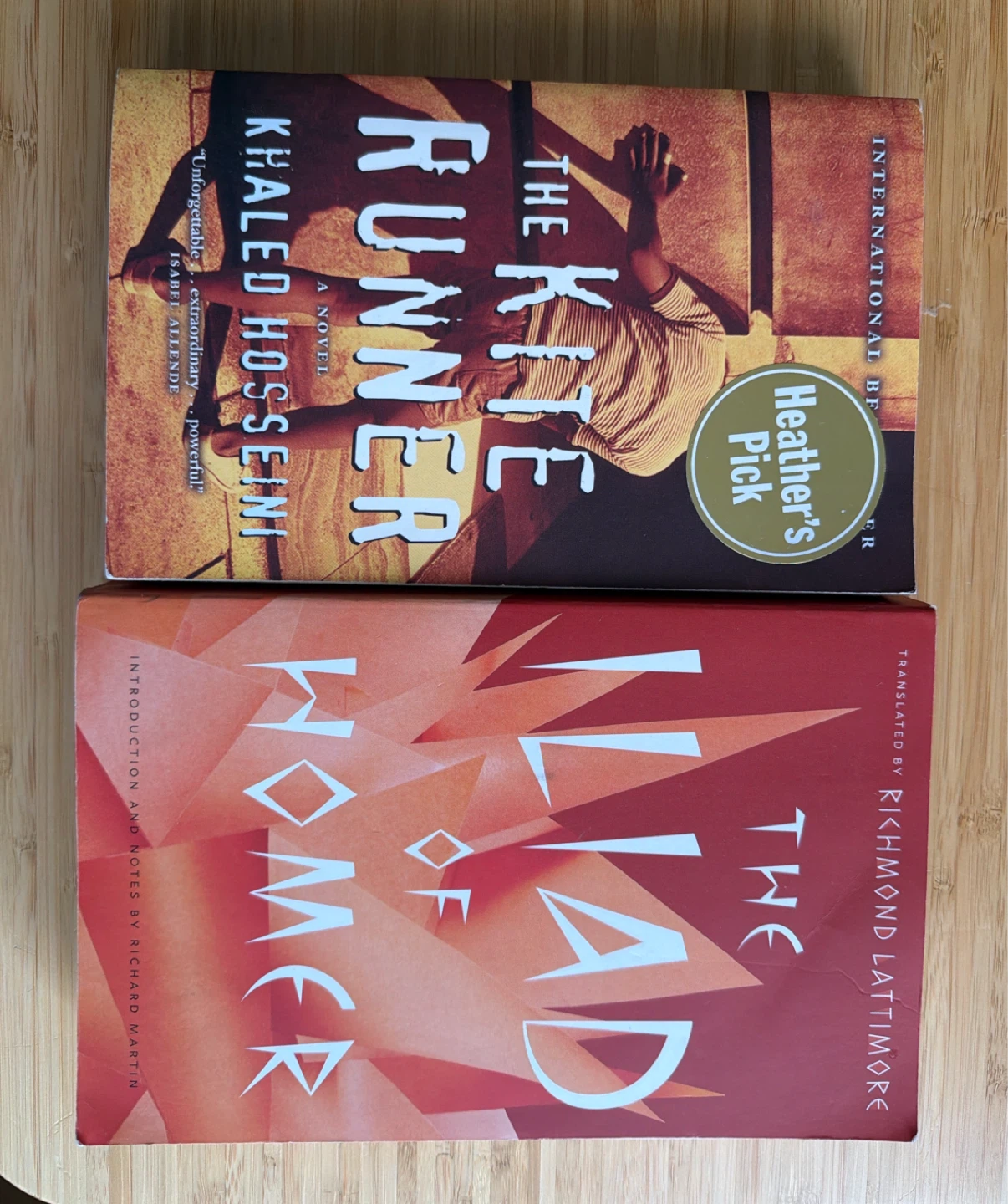 2 Books - The Kite Runner & The Iliad of Homer