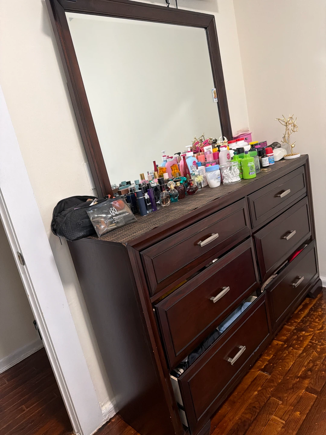 Dark Wood Dresser with Mirror