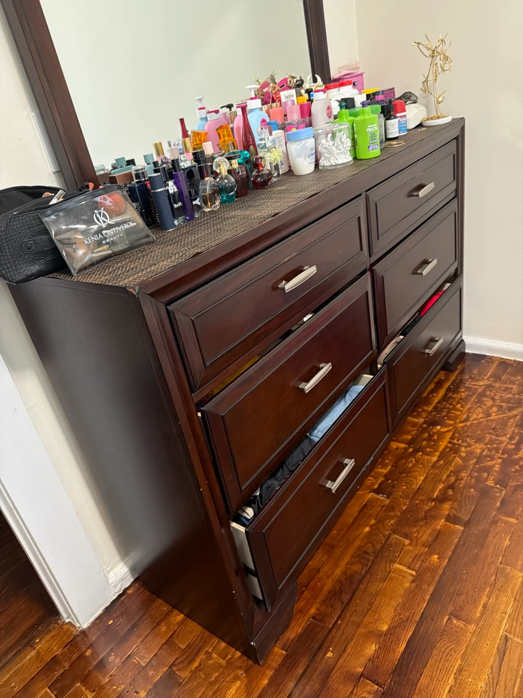 Dark Wood Dresser with Mirror - photo 2