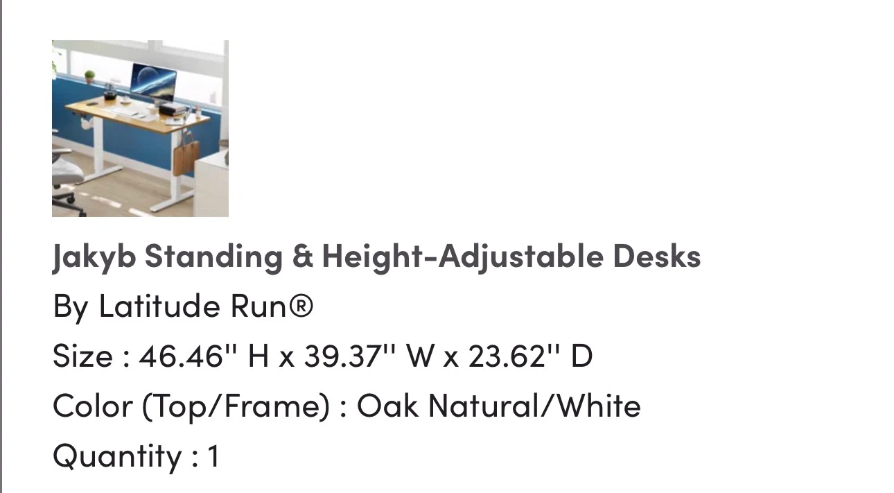 Latitude Run Oak Natural/White Standing Desk