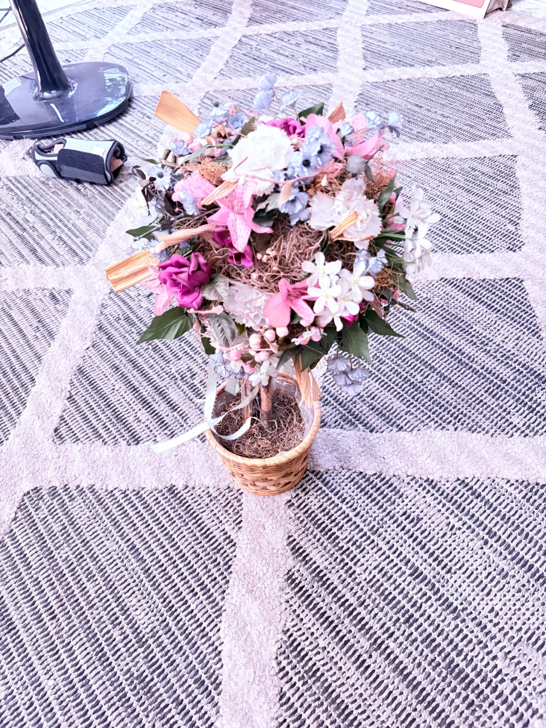 Decorative Floral Arrangement in Wicker Basket - photo 2
