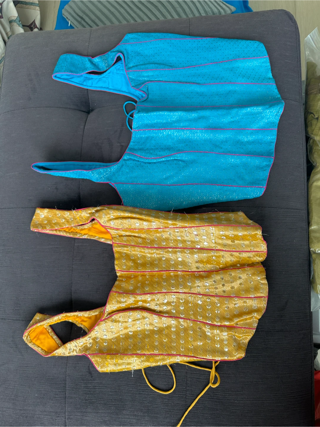 Turquoise and Gold Corset Tops with Lace-Up Back