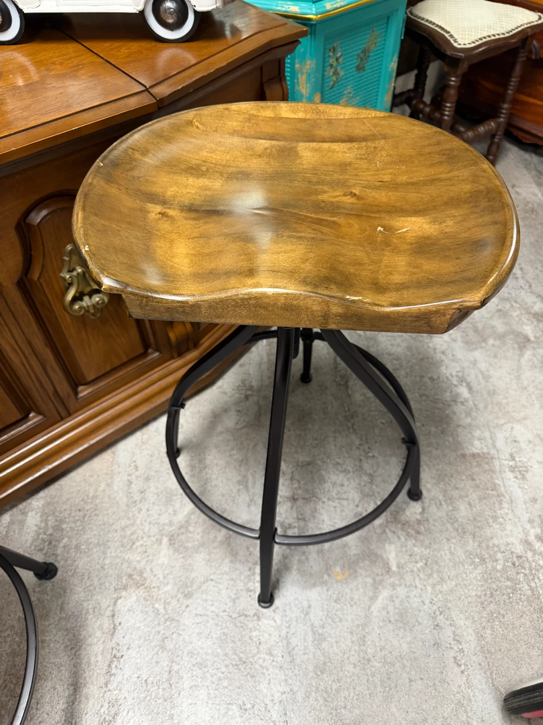 2 ( Heavy Duty) Adjustable Swivel Bar Stools with Wooden Seat - photo 3