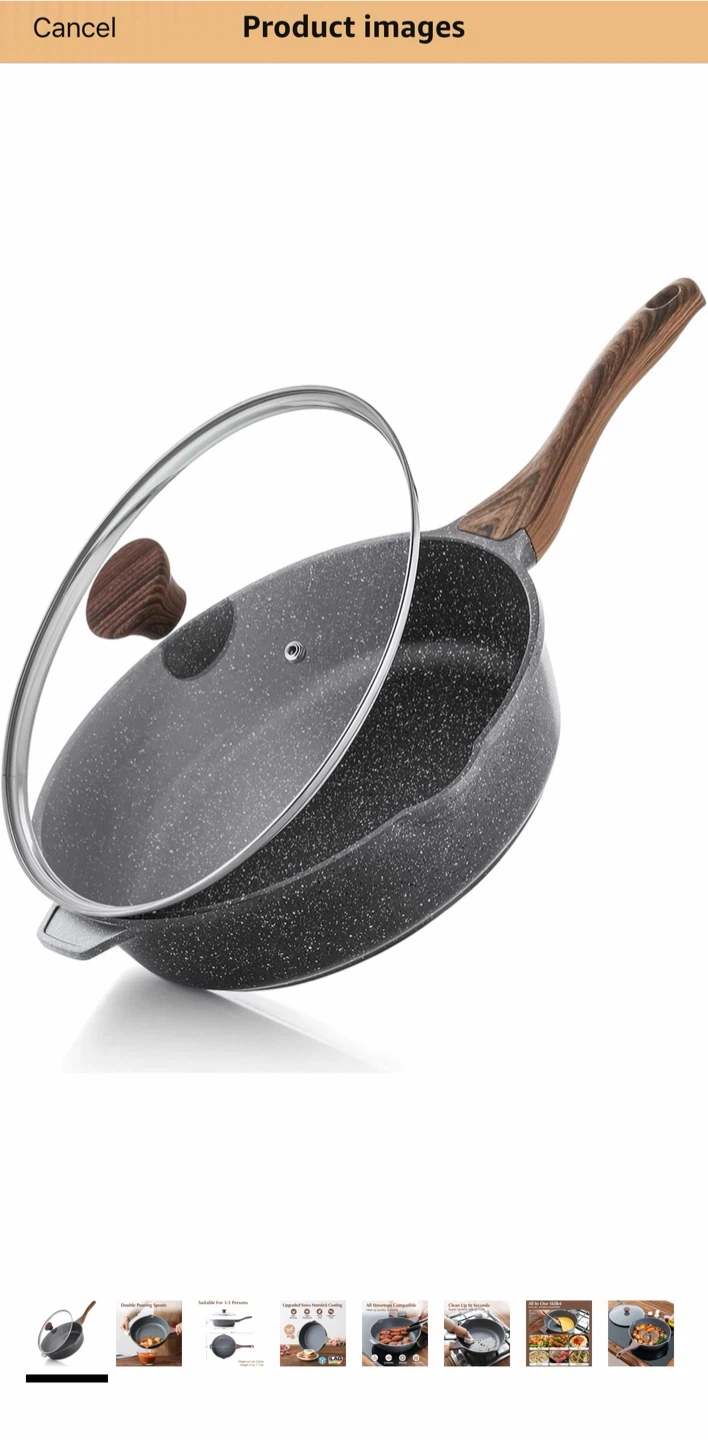 11” Nonstick Deep Sauté Pan with Glass Lid