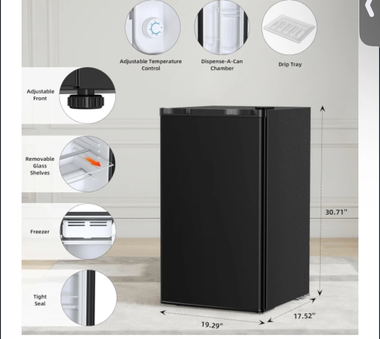 Black One Door Refrigerator