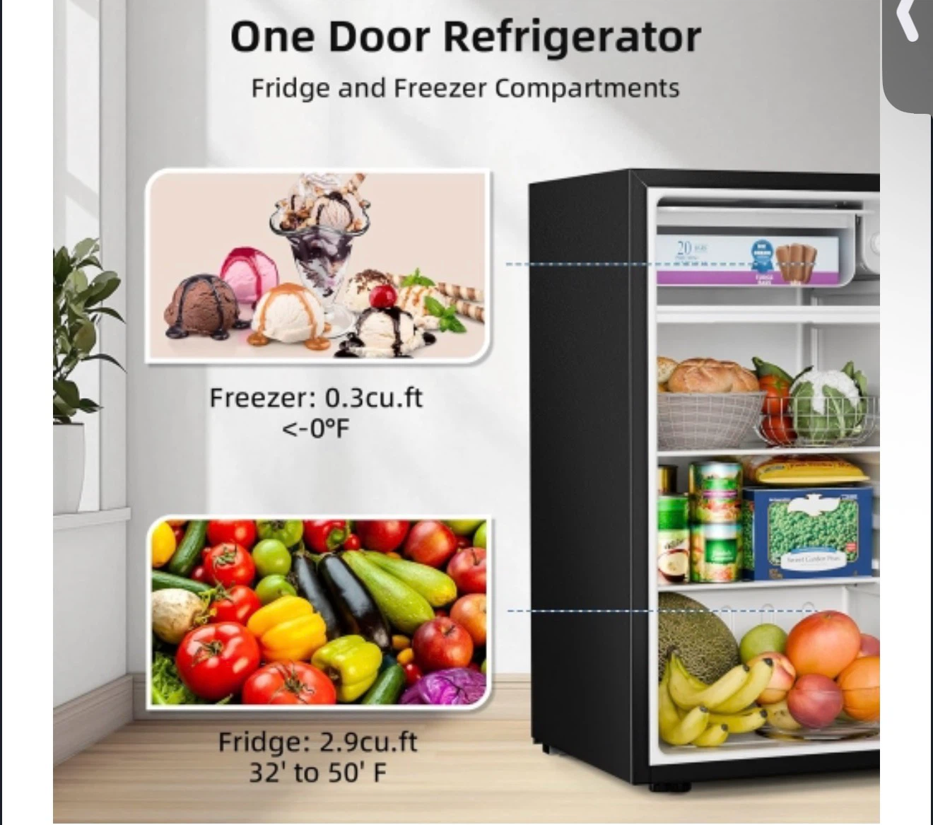Black One Door Refrigerator - photo 3