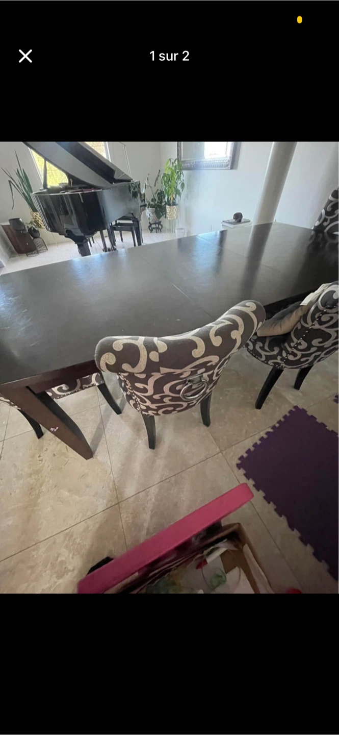 Dark brown dining table