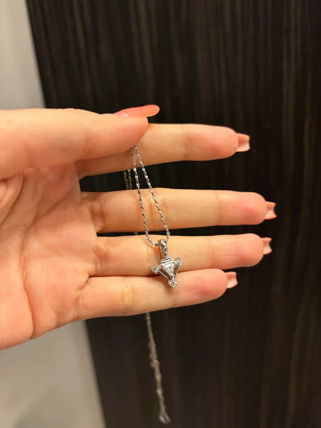 New Silver Necklace with Triangle Pendant - photo 2