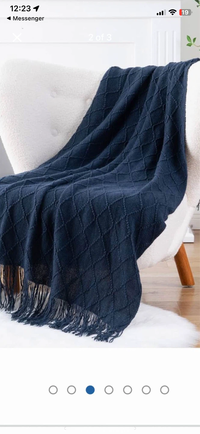 Navy Blue Knit Throw Blanket - photo 2