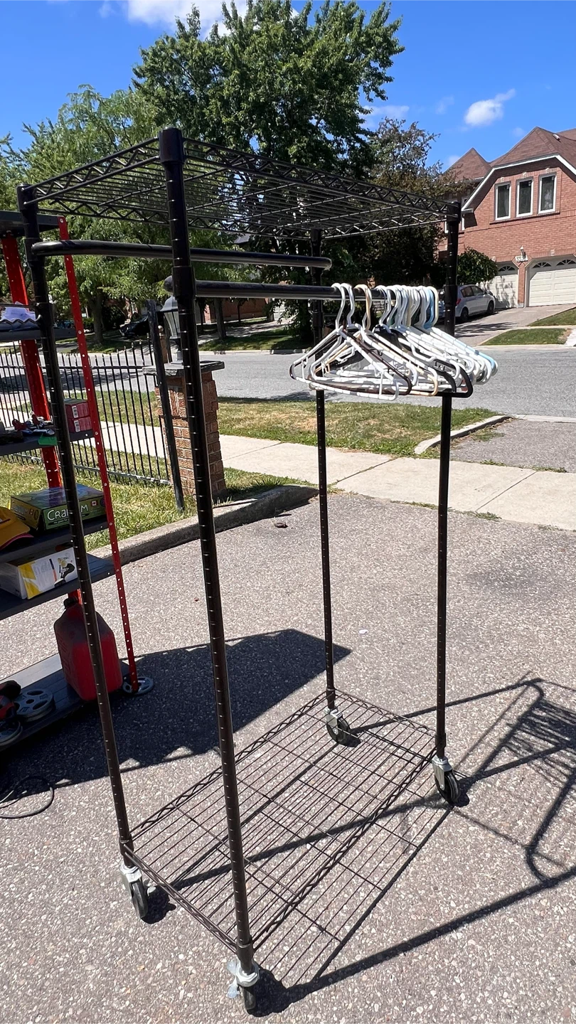 Rolling Garment Rack with Shelves