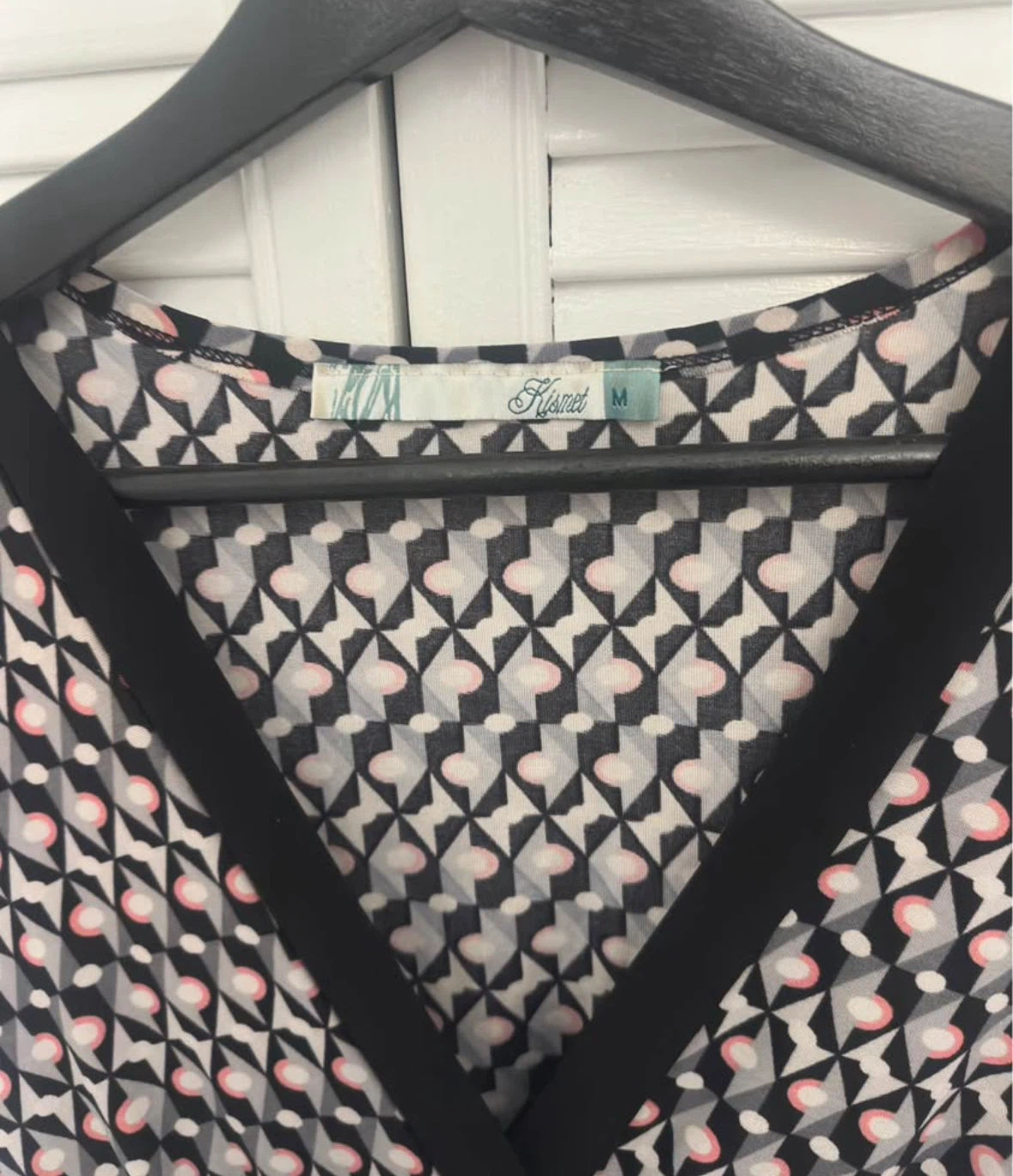 y2k V-Neck Geometric Print Wrap Top Size M - photo 2