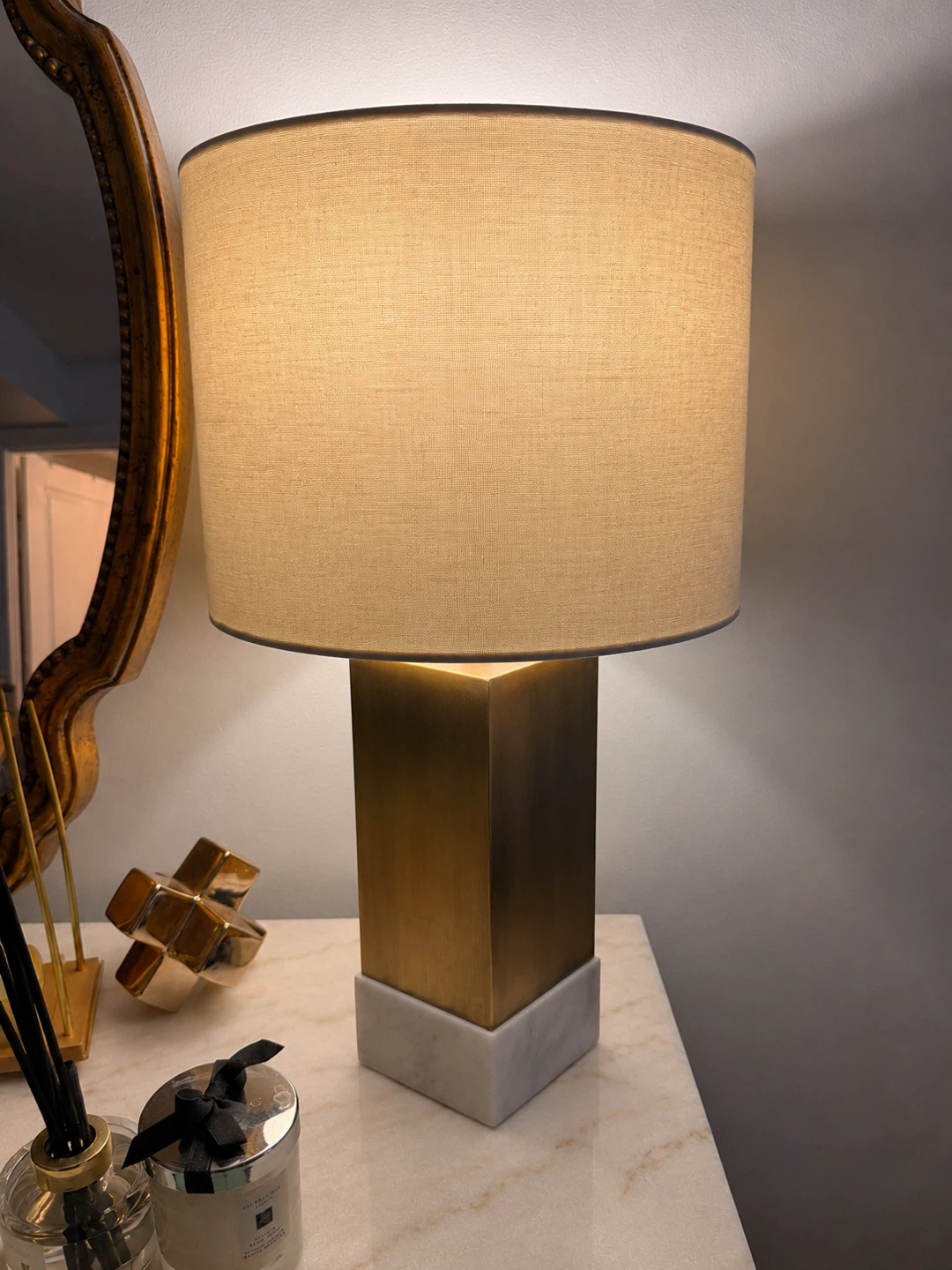 Modern Gold and Marble Table Lamp