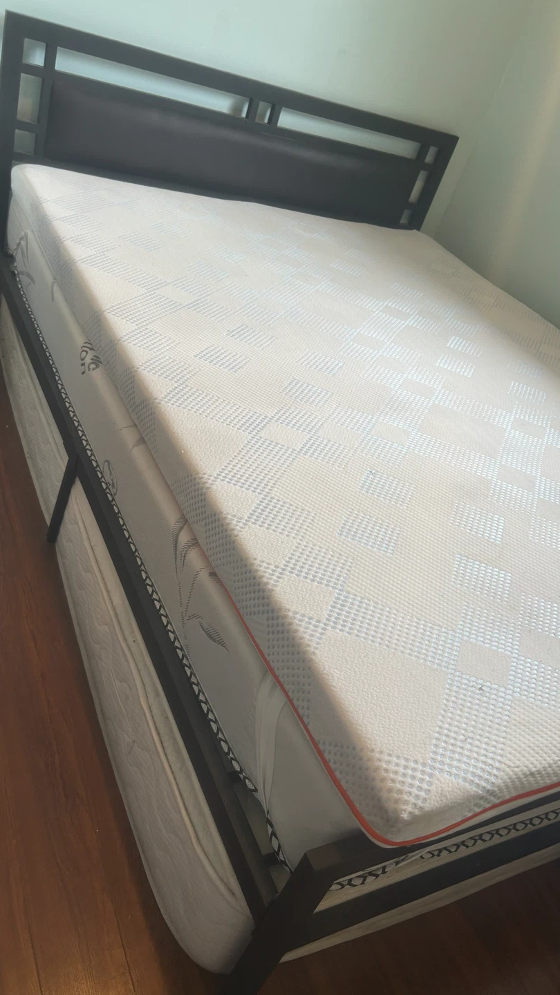 Queen Size Mattress with Black Metal Bed Frame