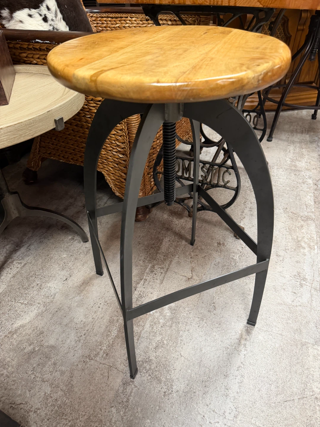 Adjustable Wood and Metal Bar Stool (Heavy Duty)