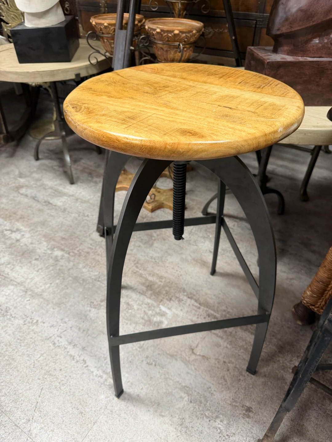 Adjustable Wood and Metal Bar Stool (Heavy Duty) - photo 2
