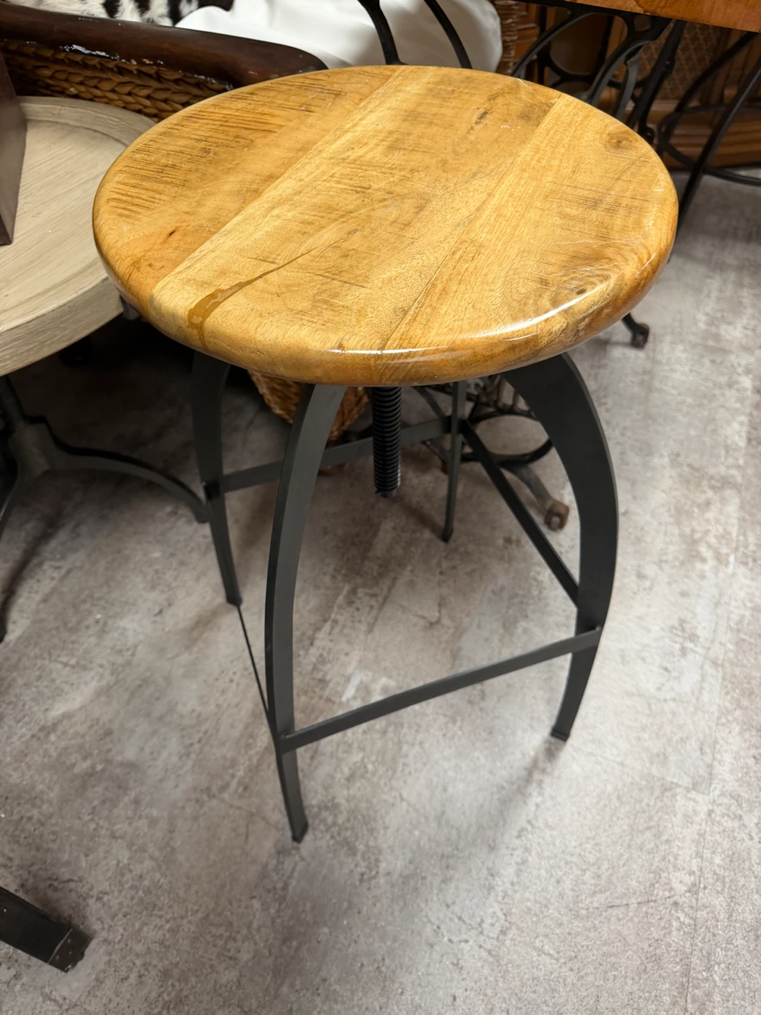 Adjustable Wood and Metal Bar Stool (Heavy Duty) - photo 3