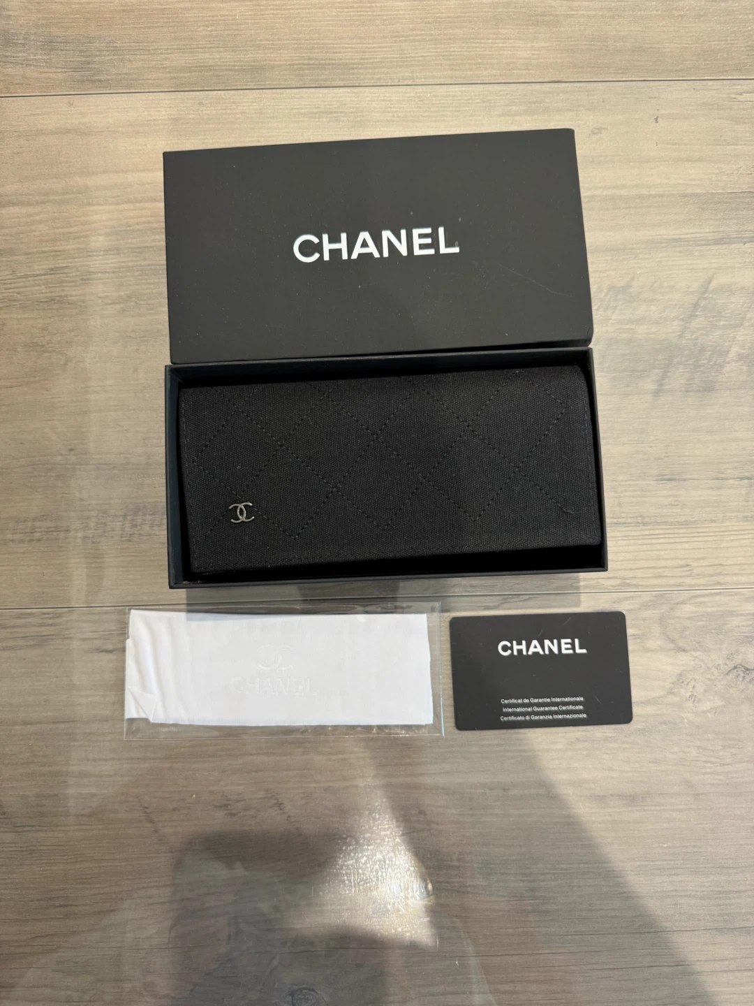 CHANEL Black Quilted Eyeglass case