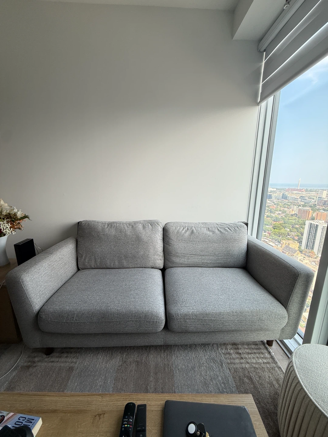 Grey Fabric Loveseat Sofa