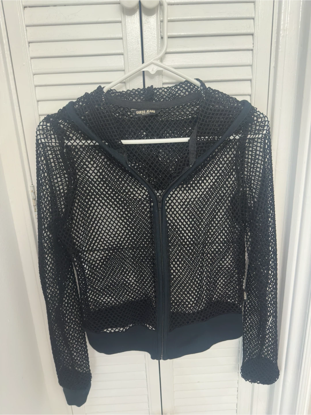 y2k GUESS JEANS Black Mesh Zip Up