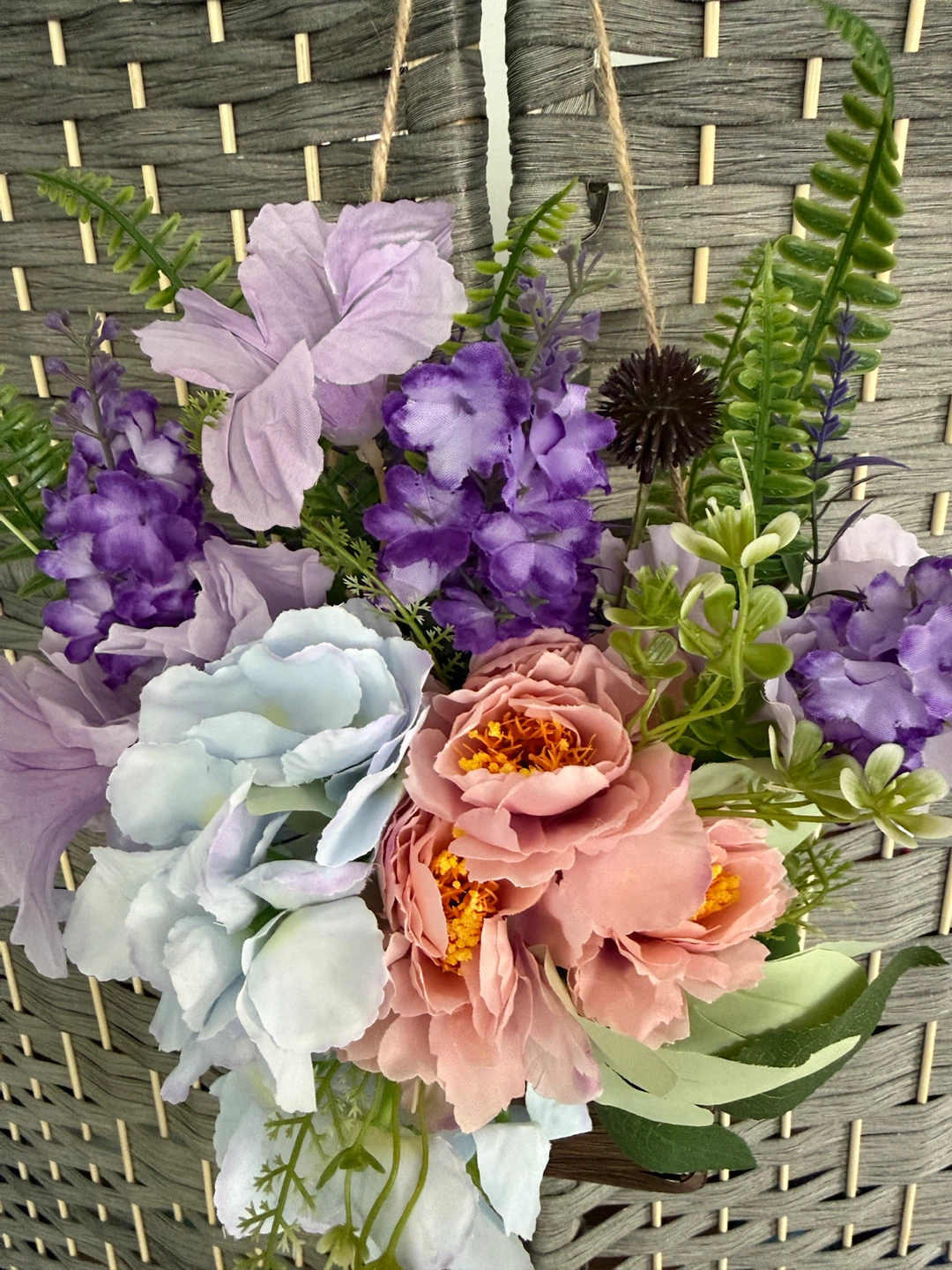 Handcrafted Hanging Artificial Flower Arrangement - photo 4