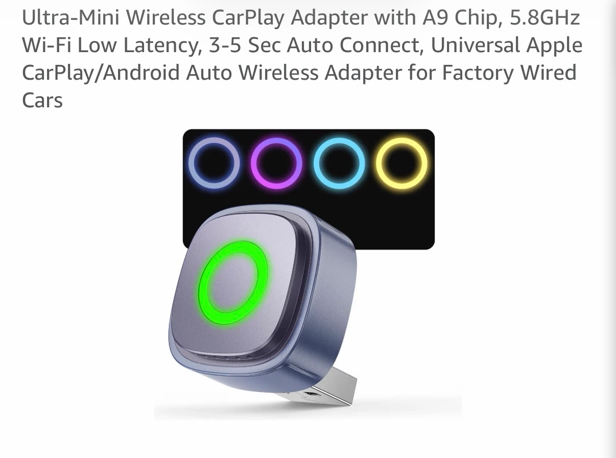Ultra-Mini Wireless CarPlay Adapter A9 Chip 5.8GHz Wi-Fi