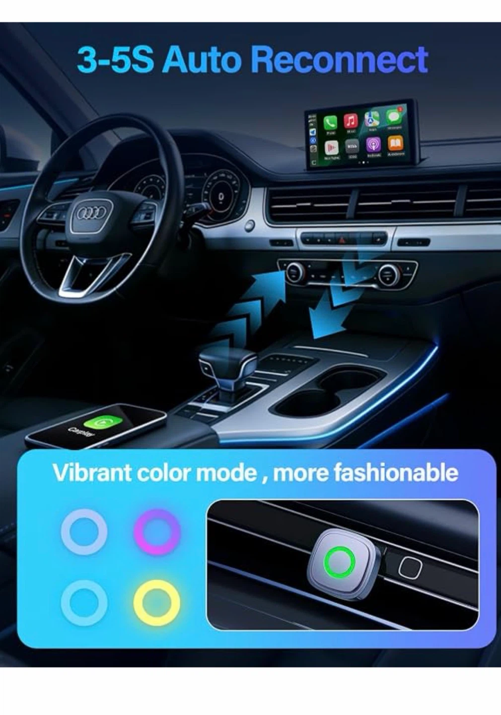 Ultra-Mini Wireless CarPlay Adapter A9 Chip 5.8GHz Wi-Fi - photo 3