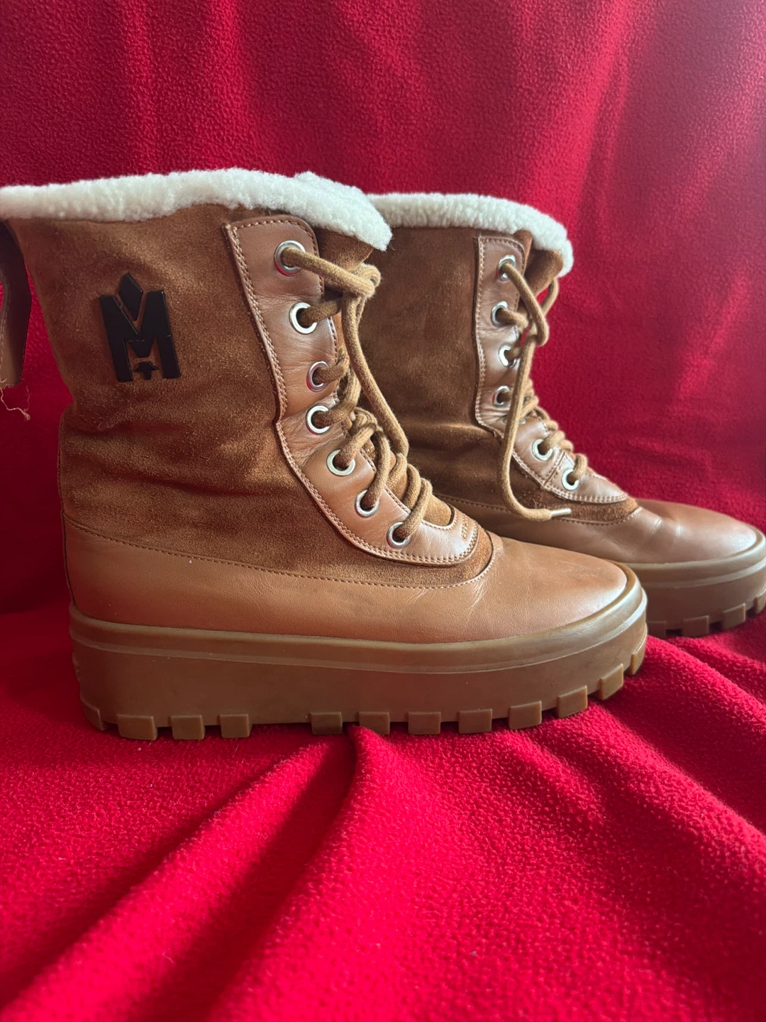 Mackage Chestnut Suede & Leather Lug-Sole Boots