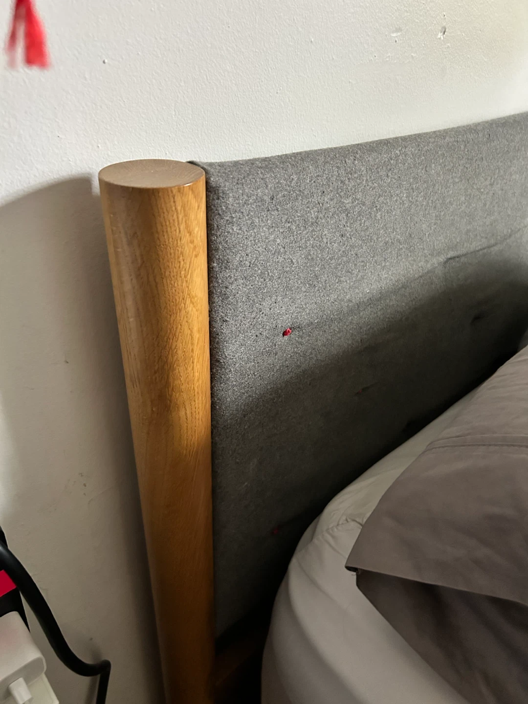 Wooden Bed Frame with Upholstered Headboard