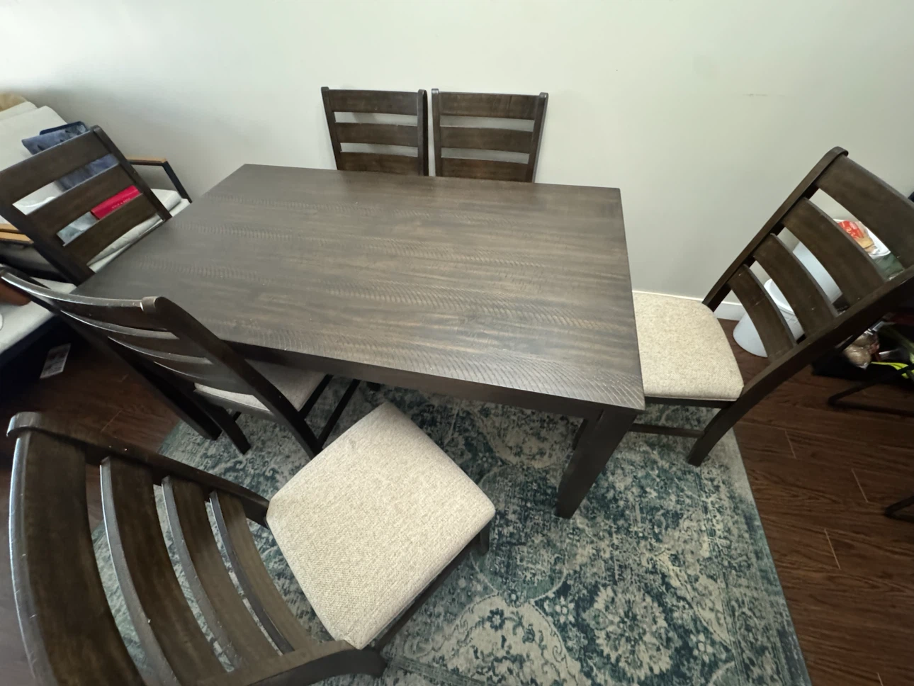 Dark Wood Dining Table and Chairs Set