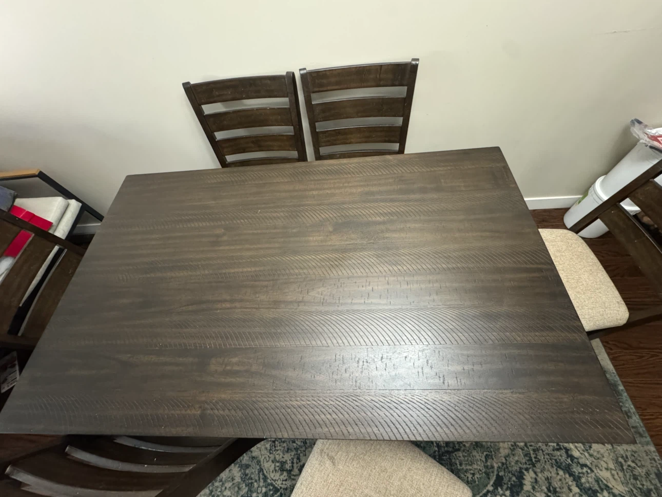 Dark Wood Dining Table and Chairs Set - photo 2