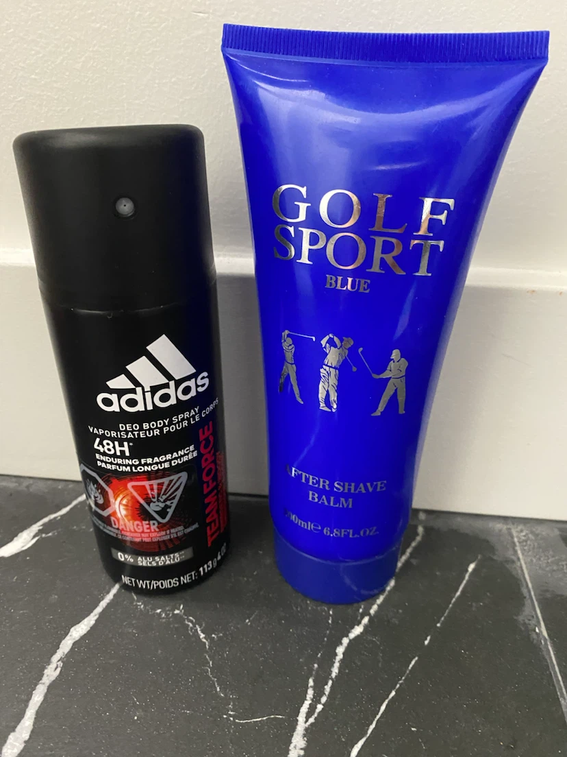 Adidas  Deo Body Spray & Golf Sport Blue After Shave Balm
