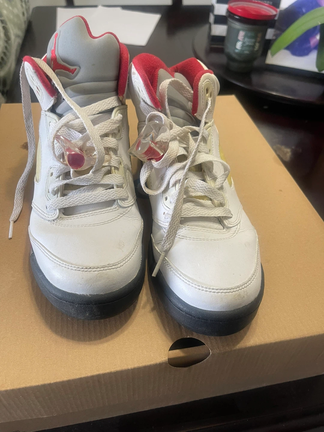 Air Jordan 5 Retro White Red Sneakers