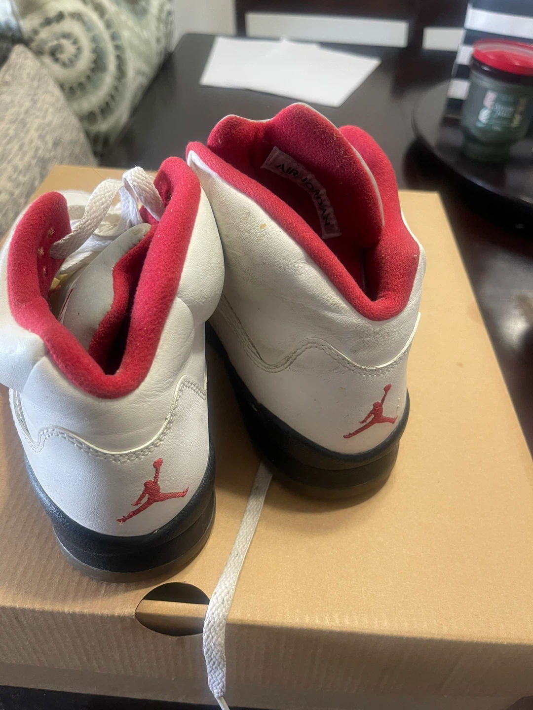 Air Jordan 5 Retro White Red Sneakers - photo 3
