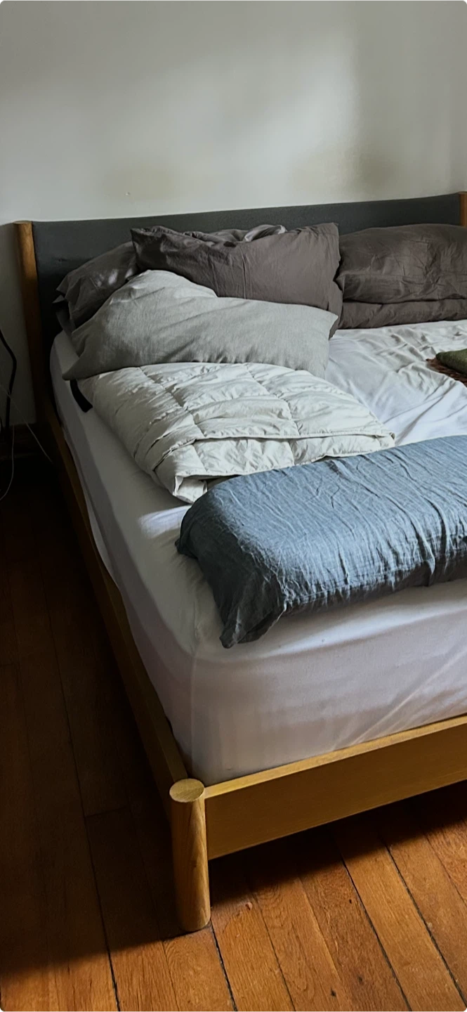 Wooden Bed Frame with Upholstered Headboard - photo 4