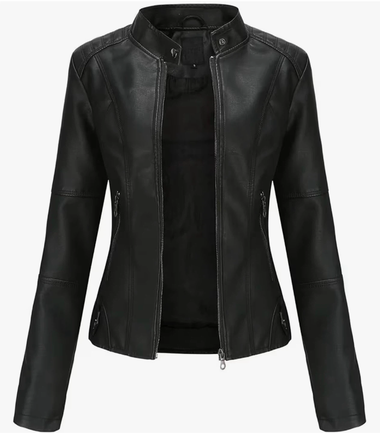 Black Faux Leather Moto Jacket