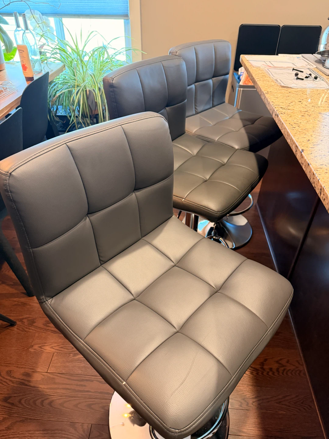 Set of 3 Grey Adjustable Bar Stools - photo 2