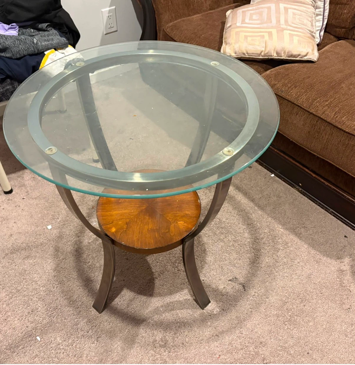 Round Glass Top Side Table