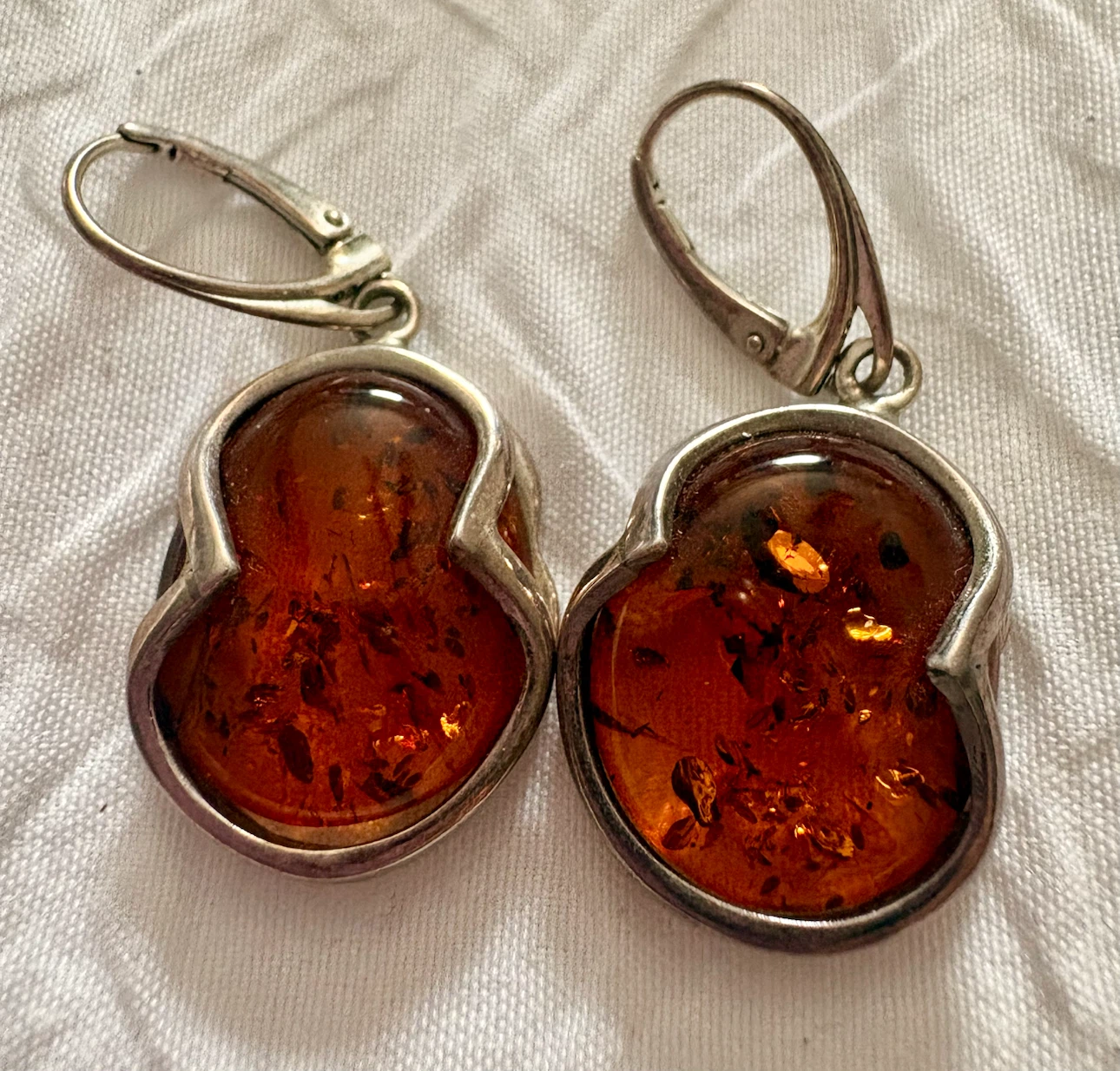 Silver Amber Earrings